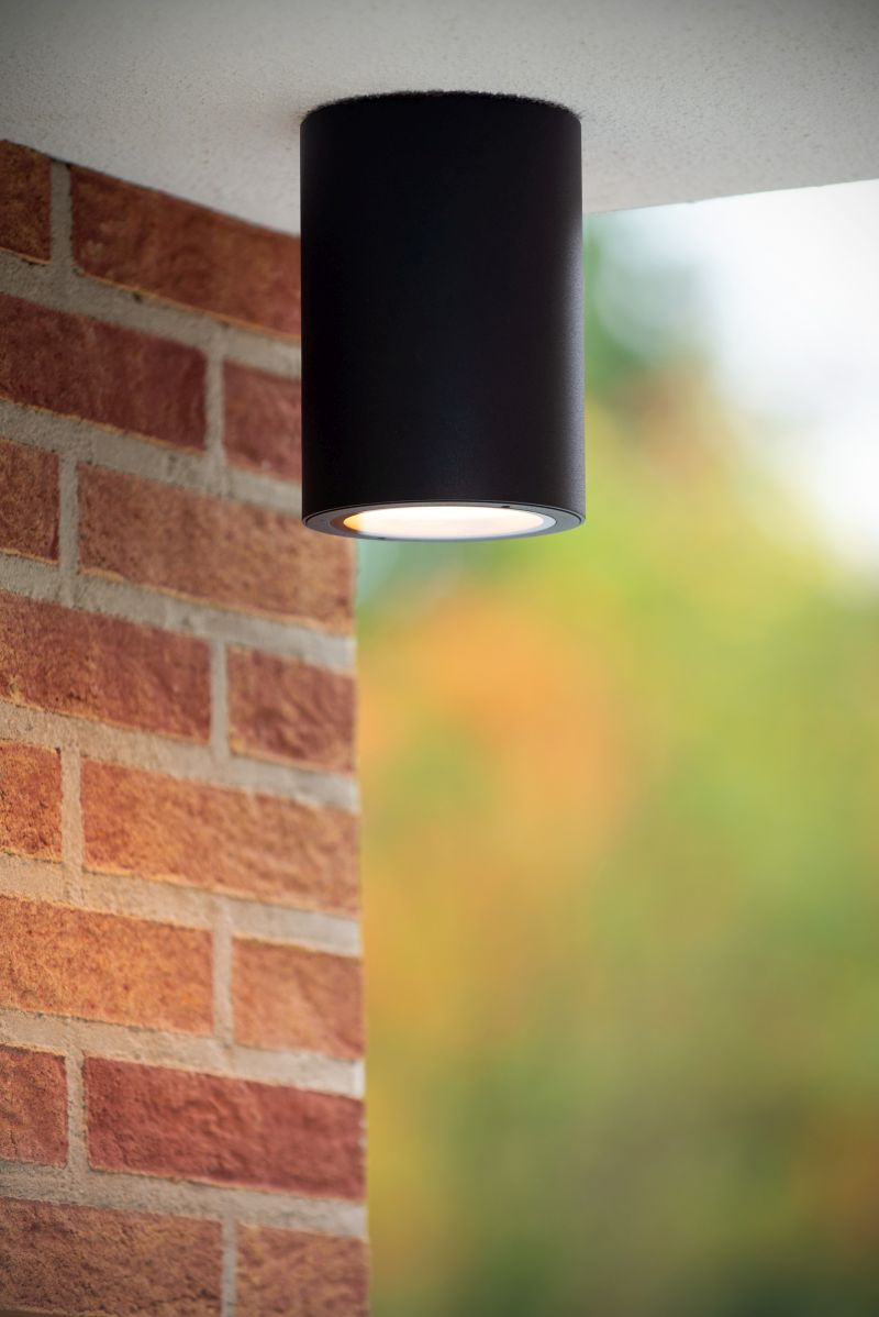 Lucide VOLANTIS - Stropné bodové svietidlo Vonkajšie - Ø 10,8 cm - 1xE27 - IP54 - Čierna